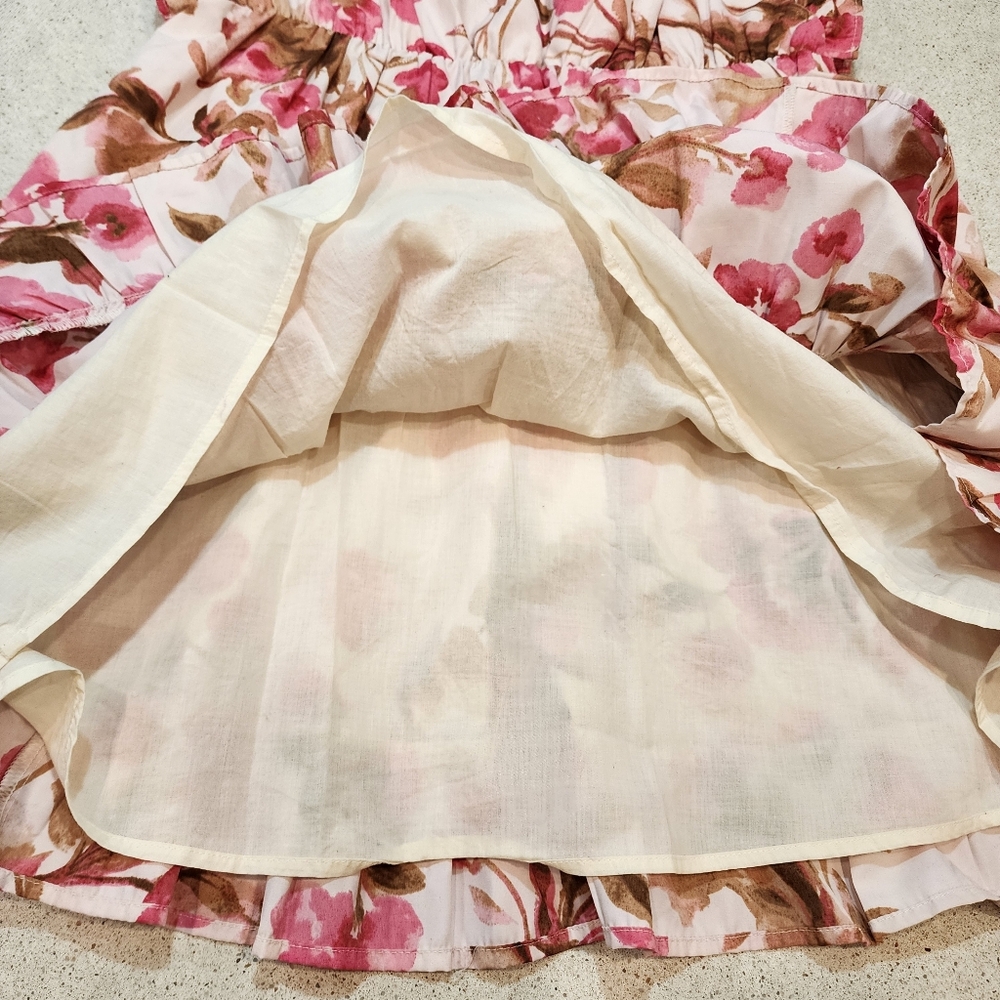 Abercrombie Fitch Dress Medium Floral Pink Whimsy Romantic Garden Fairy Ruffle - Picture 6 of 9